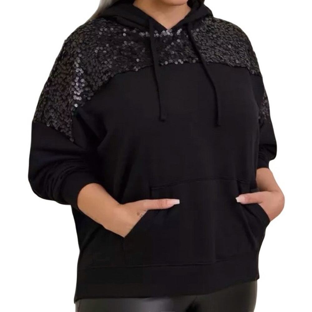 Torrid Super Soft Fleece Sequins Yoke Drop Shoulder Sweatshirt Size 2 2X Hoodie